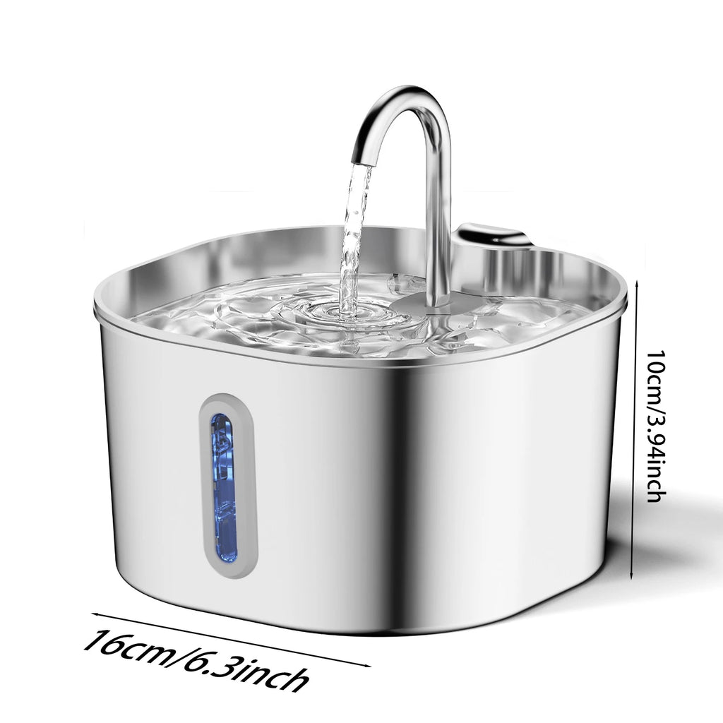 2.2L Smart Pet Water Fountain — Stainless Steel, Motion Sensor & Filter