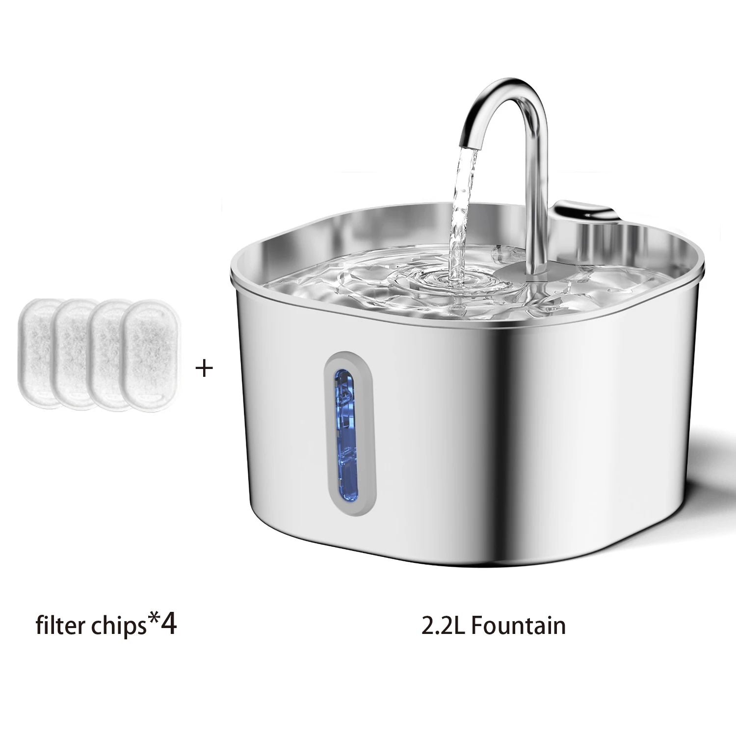 2.2L Smart Pet Water Fountain — Stainless Steel, Motion Sensor & Filter