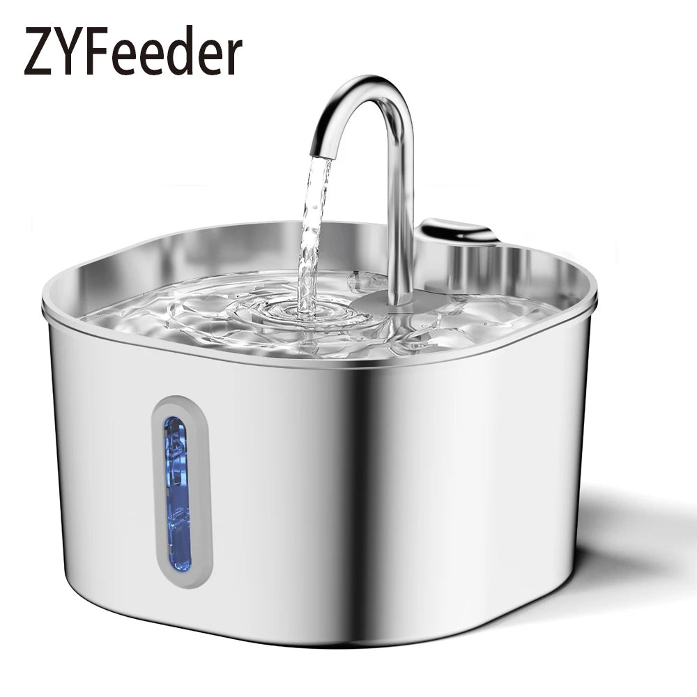 2.2L Smart Pet Water Fountain — Stainless Steel, Motion Sensor & Filter